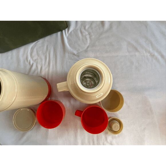 Vintage Aladdin HY-LO Thermos Set, Wide Mouth, Hot/Cold, Cup, Snack Case, W/Case - Picture 11 of 14